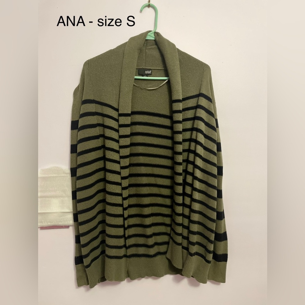 A.N.A Army Green Striped Cardigan